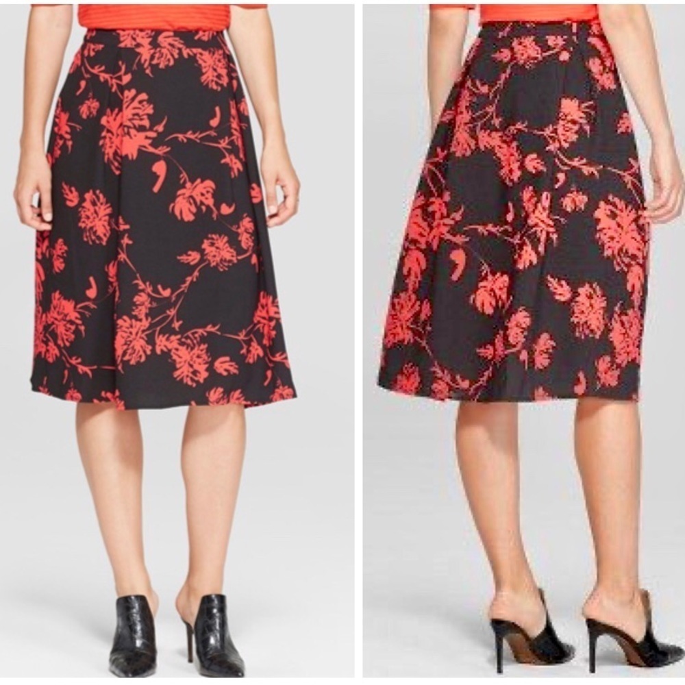 Who What Wear Plus Size Floral Birdcage Midi Skirt